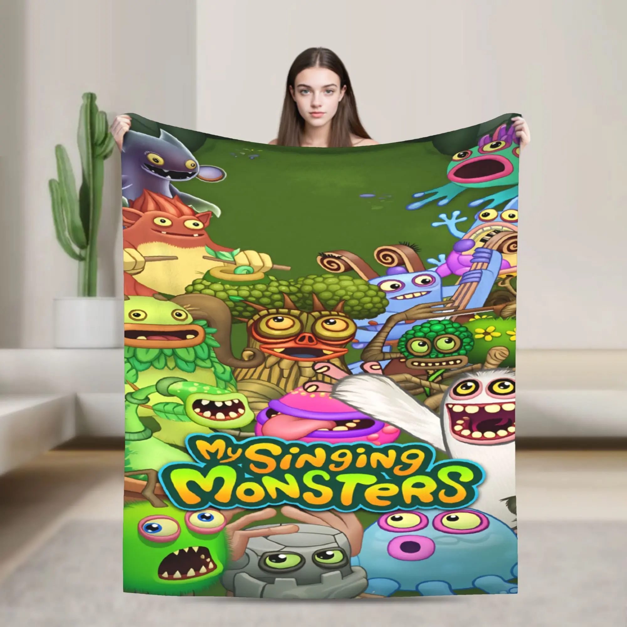 My Singing Monster Plush Blanket Child Video Game Cartoon Flannel Throw Blanket For Couch Chair Super Warm Bedspread Gift Idea