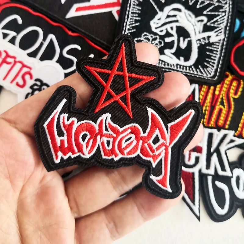 25PCS/Lot Rock Band Patches for Clothing Embroidery Stripes Iron on Stickers Music Badge Clothes Appliques DIY Sewing Supplies