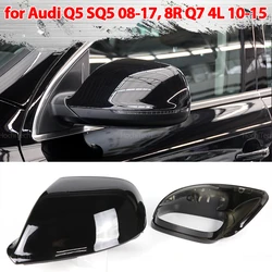 2x Carbon Fiber Style/Black Side Mirror cover Caps Shell for Audi Q5 SQ5 08-17, 8R Q7 4L 10-15 without Lane Assist