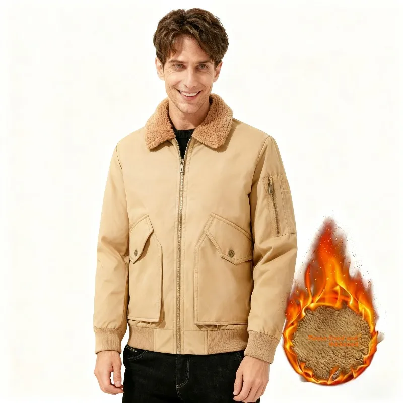 

New Mens Warm Fleece Lined Jacket 2025 Winter Coat Casual Cotton Outerwear