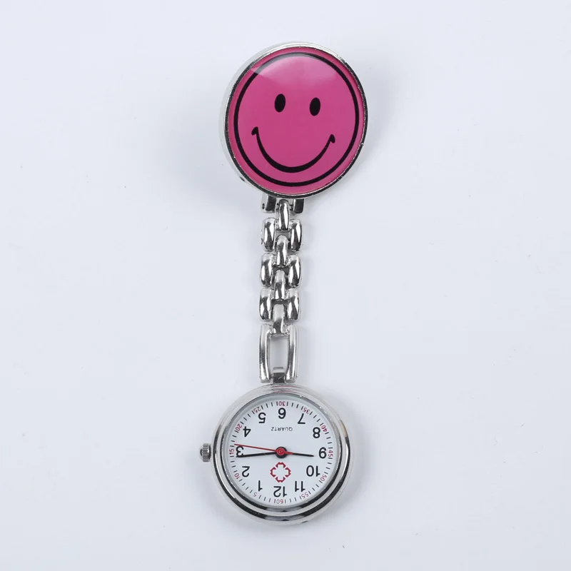 10pcs/lot Smiley Nurse Watch Cute Pocket & Fob Watches Lovely Expression Smile Face with Clip Alloy Case Medical Quartz-watch