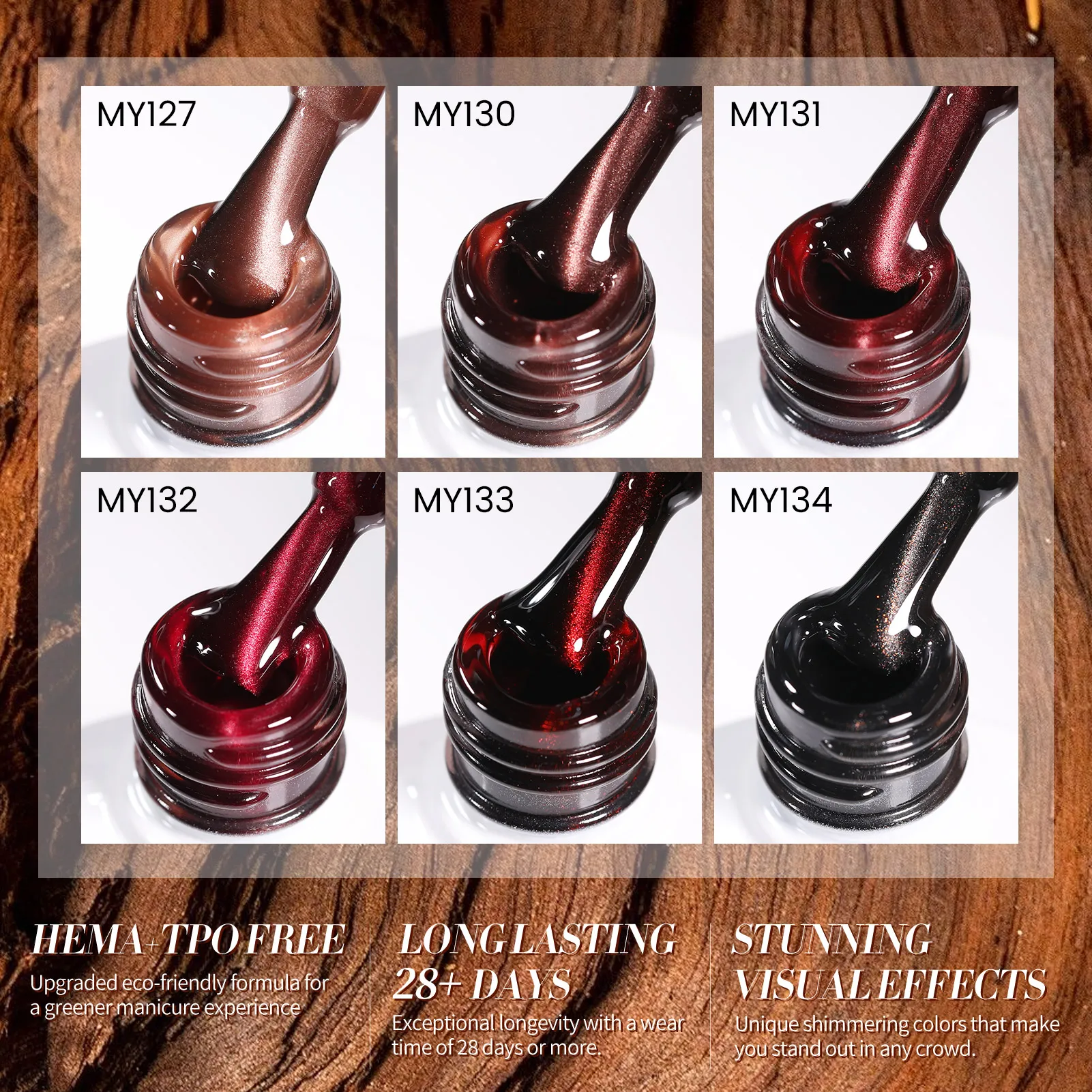 BORN PRETTY 6 Bottiglie HEMA TPO GRATIS Inverno Autunno Perlina di vetro Gatto Set di gel magnetico Rosso scuro Marrone Soak Off Kit di gel UV Salon Set
