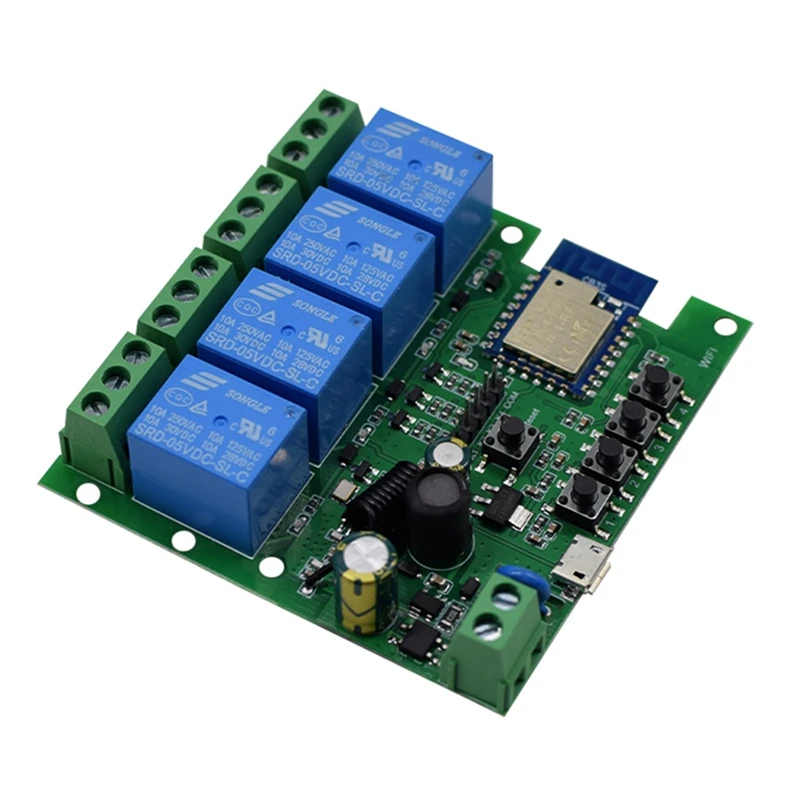 Tuya Smart Wifi Motor Switch Module RF 433 Radio Remote Control 4CH Inching Relay per Alexa Google Home, 4CH
