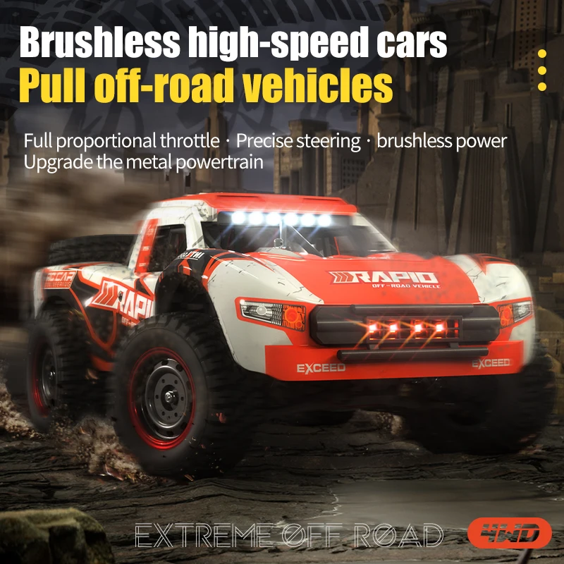 Verbessertes Hochgeschwindigkeits-Offroad-RC-Fahrzeug mit einer Höchstgeschwindigkeit von 70 km/h, großer Batteriereichweite, stabiler Metallkonstruktion und der Fähigkeit, verschiedene Gelände zu
