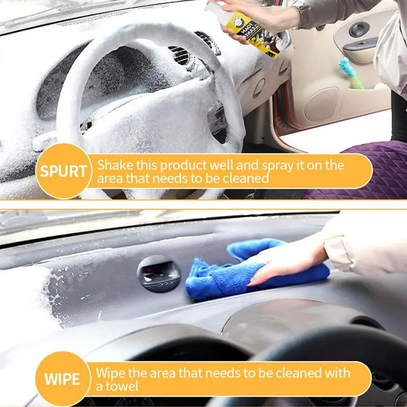 

Car Leather Cleaner 200ml Multi Surface Cleaner Spray Effective High Foam Multipurpose Car Cleaner For Dash Leather Trim Glass