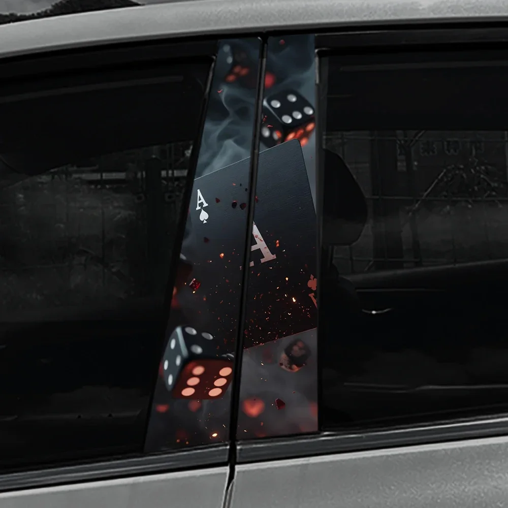 Fire Poker PET Car Stickers Waterproof DIY Auto B-pillar Playing Card Decoration Cover Scratches Universal Vehicle Decals
