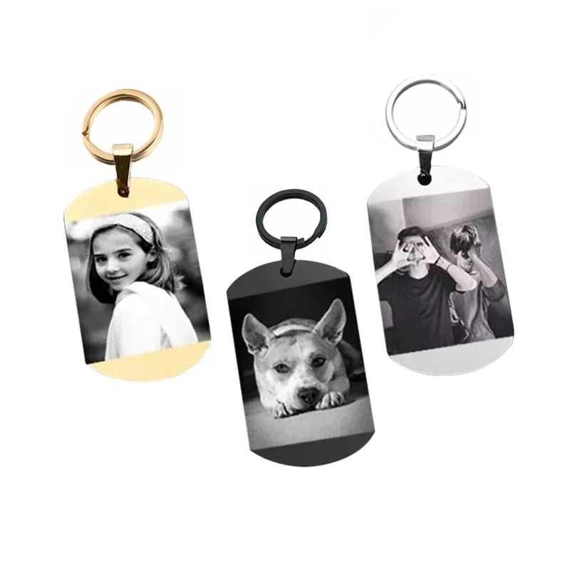 Custom Pictures Photo key chains for Women Stainless Steel Engrave Family Name Pet Memorial Keychains for Valentine's Day gift