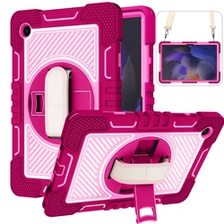 For Samsung Galaxy Tab A8 10.5 2021 SM-X200 X205 360 Rotating Case Kids Safe Tablet Cover With Hand Shoulder Strap Shockproof