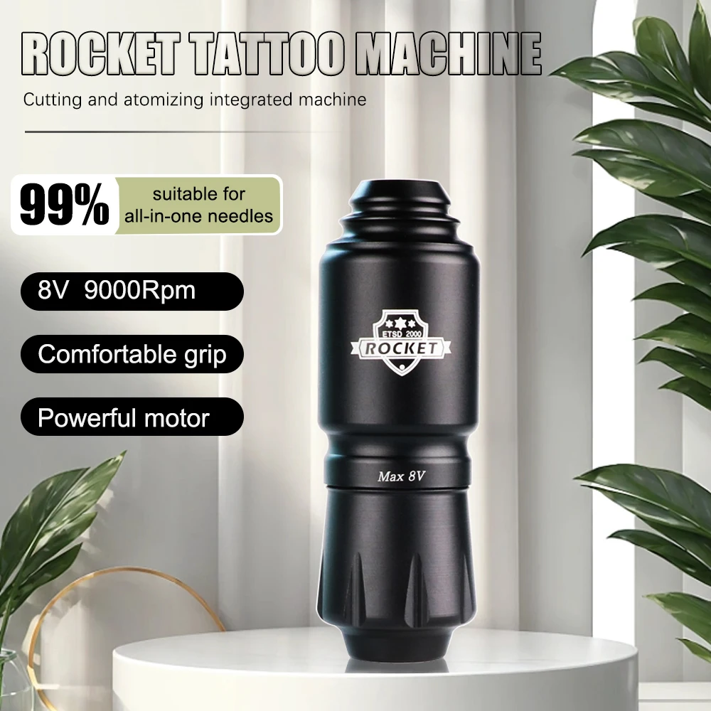 Rotary Tattoo Machine, Tattoo Pen Style Cartridge Machine Gun Liner Shader with RCA Cord 9000r/m Motor Alloy Tattoo Machine