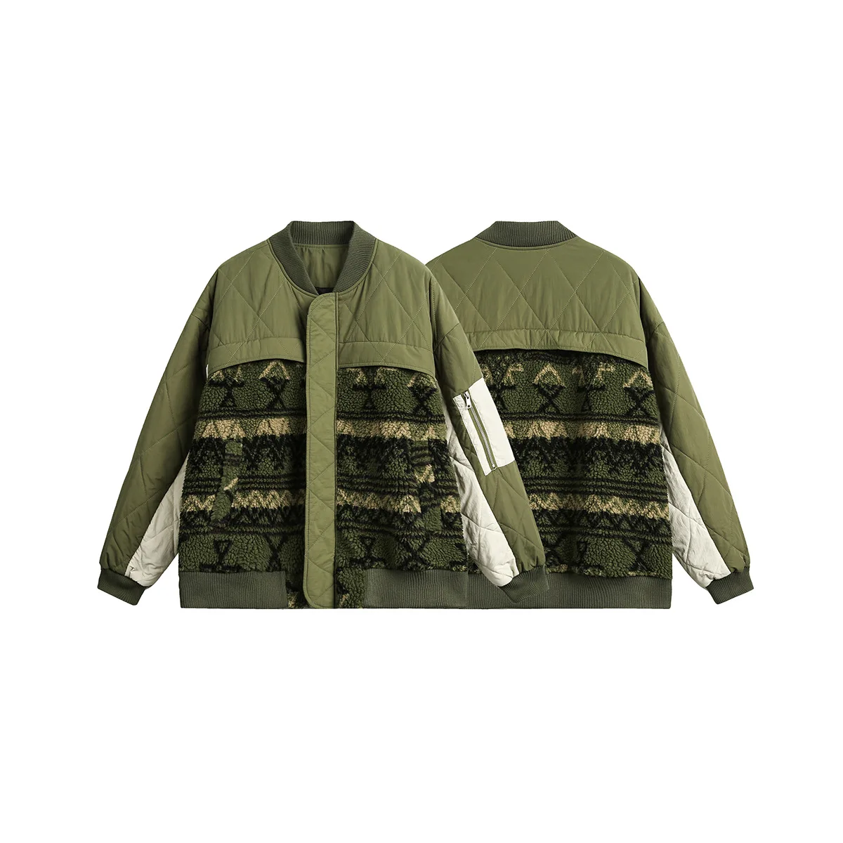 

American Fashion Brand Winter New Style Patchwork Camouflage Padded Baseball Coat Keep Warm For Man