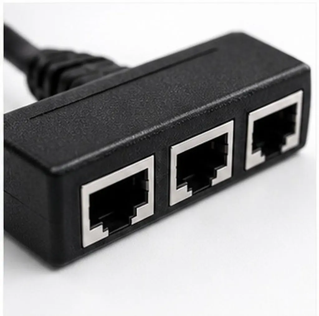 Rj45 Ethernet Splitter 1 to 3 Port Network Splitter Adapter for Laptop Desktop TV Router Set Top Box Cable Extension Stable
