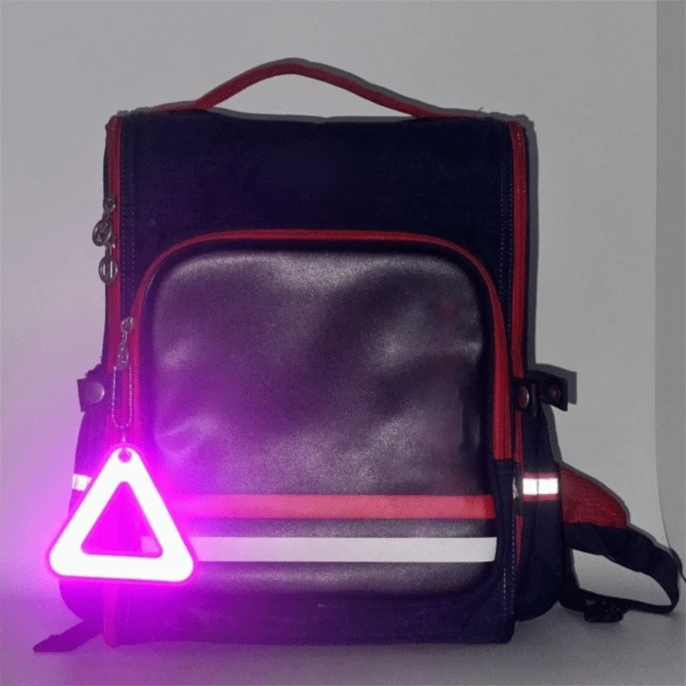 Reflective Reflective Keychain Triangle Shape Easy to Attach Safety Keychain Colorful Lightweight Backpack Pendant