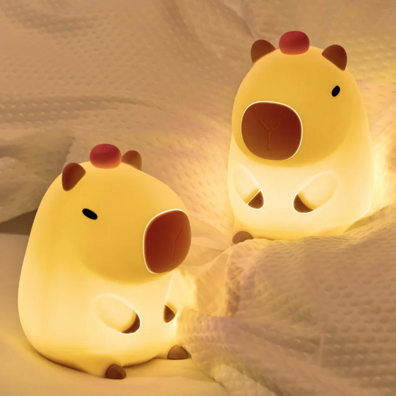 Cute New Capybara Silicone Night Light Rechargeable Dimmable Lovely Guinea Pig Lamp Gift Desktop Ornaments Stationery Gifts