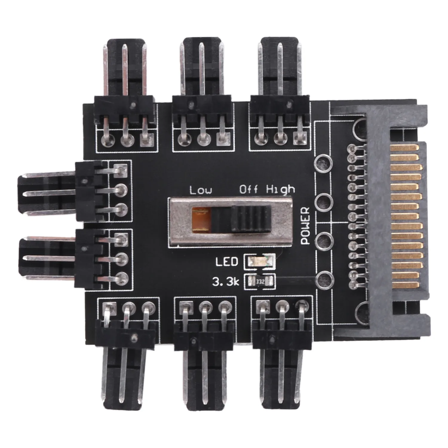 Multi Way Splitter Cooler Cooling Fan Hub PC Computer SATA 1 To 8 3Pin 12V Power Socket PCB Adapter XXM8