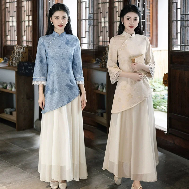 

New Chinese Style Autumn Long Sleeved Aodai Cheongsam Improved Young Women's Retro Qipao Plus Size Dress