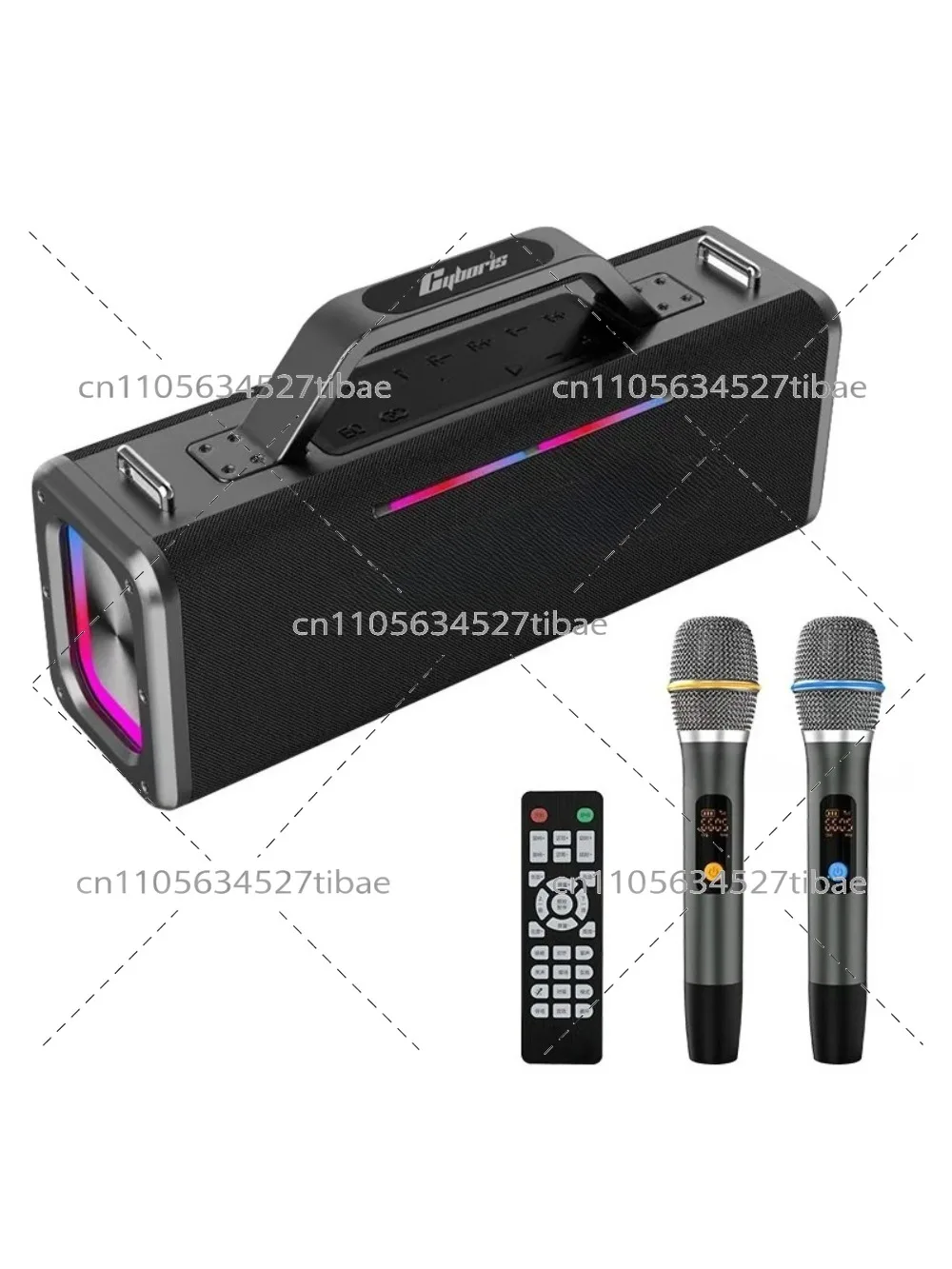 X12 200W Deep Bass Subwoofer Speaker Portable with Lond Sound Live Broadcast with KARAOKE Microphones for Outdoor Party