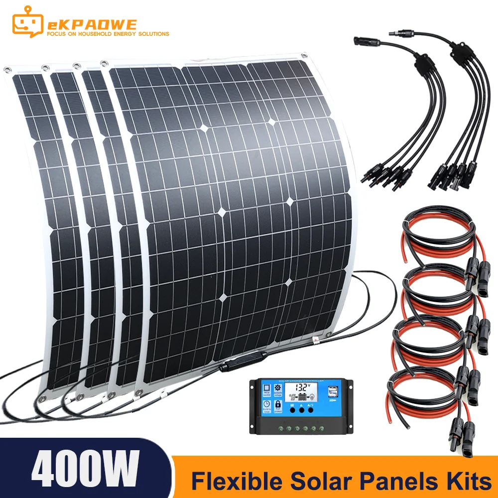 

18V100W 200W 400W Flexible Solar Panel Sets For Car Home Camping Waterproof Monocrystalline Solar China Charge 12V Battery