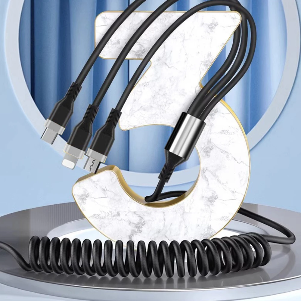 3 in 1 120W 6A Fast Charging USB Type C Cable Micro USB Cable for iPhone14 Charging Cable for Samsung S24 Xiaomi Huawei USB Line