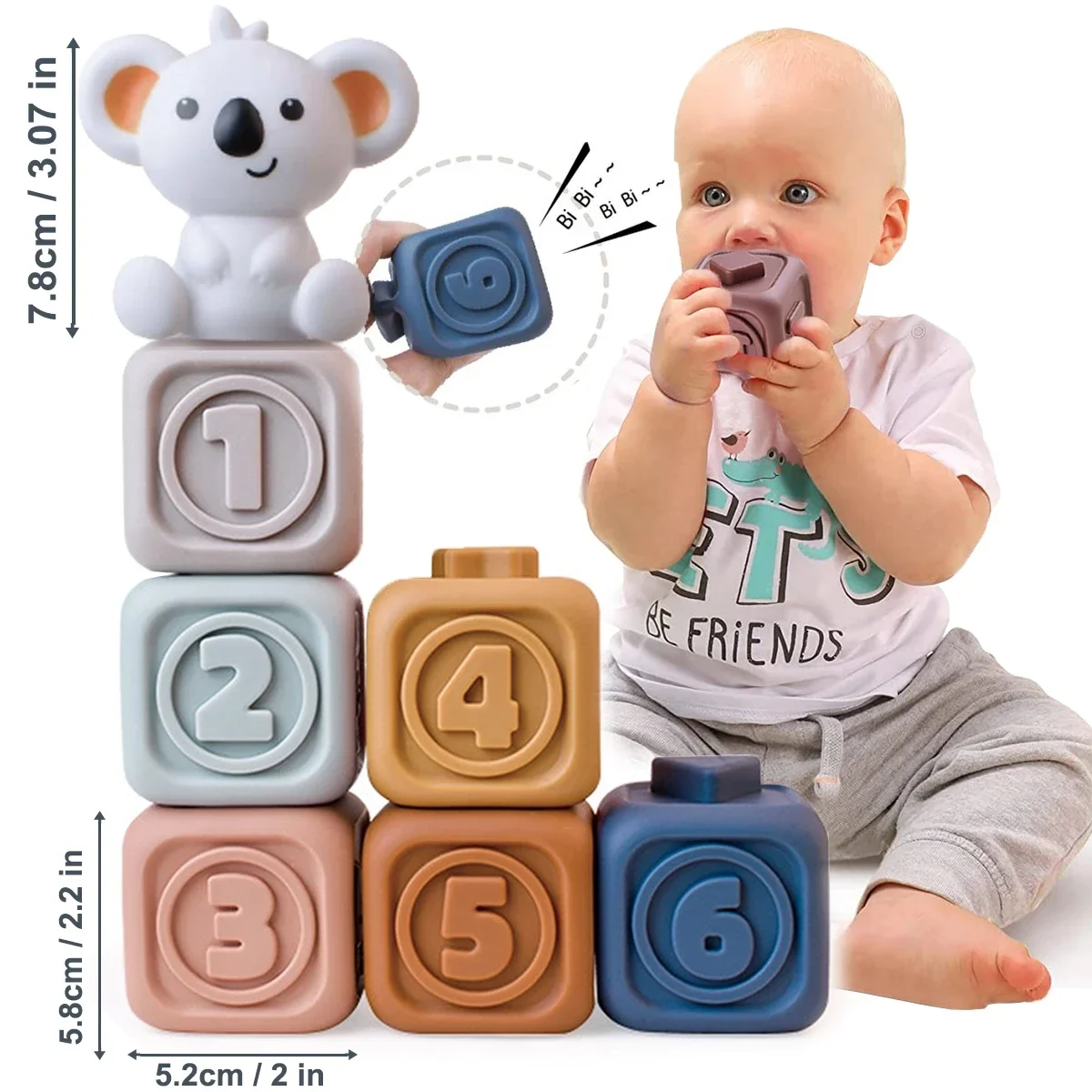 Silicone Rings Stacker Sensory Toy High Quality Baby Kids Learning Toy Toddler Rainbow Stacking Rings Tower Game Blocks Sets