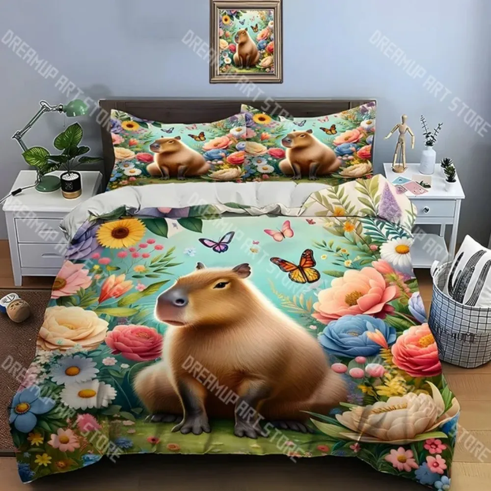 Fashion Capybara Cute Cartoon Bedding Set Single Twin Full Queen King Size Bed Set Kids Bedroom Duvetcover Sets Bed Sheet Set