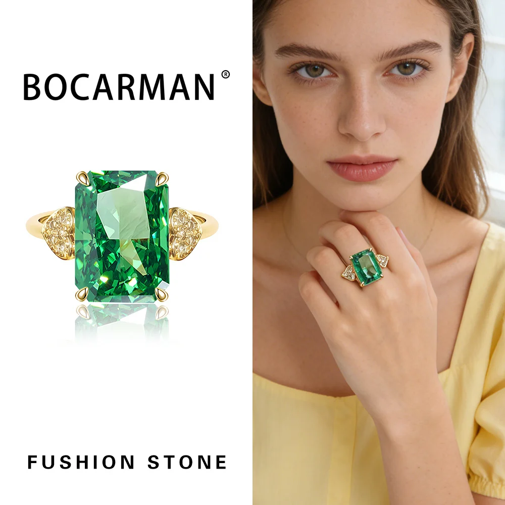 Women's Rectangular Ice Cut Mint Green Cubic Zirconia Ring, Vintage