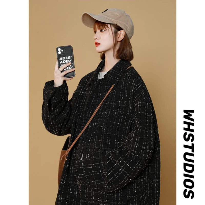 

Spring Autumn Men's Baroque Plaid Jaet Oversize Couple's Faion Outerwear Youth ular Sle Long Sve Regular Fit Coat
