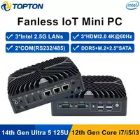 Topton Fanless Mini Firewall PC Intel Ultra 5 125U i7 1255U i3 1215U 3*2.5G LAN 3*HDMI2.0 IoT Industrial Computer Edge Computing