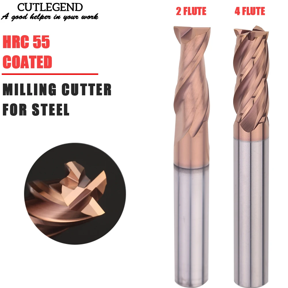 CUTLEGEND HRC55 Steel End Mill CNC 2 Flutes 4 Flutes Carbide Milling Cutter Tools 1 to 20mm For Steel Copper