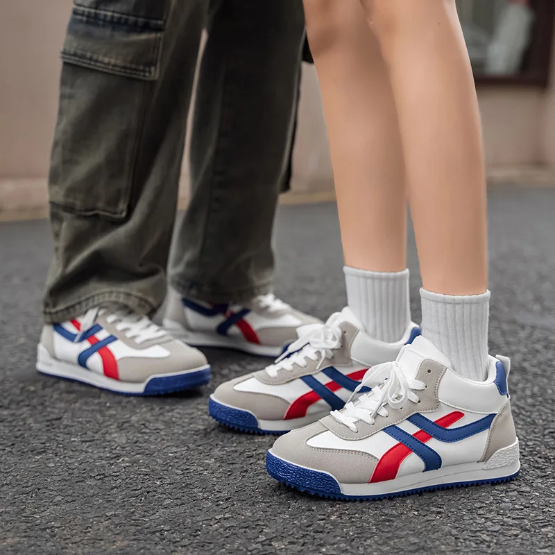 Man Sneakers Summer PU Walking  Lace-up Leather Sports Four Seasons Casual Running Shoes Men's Comfortable Forrest Gump Shoe