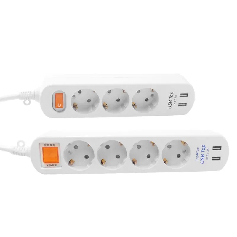 

16A 250V European Power Strip Socket Switch 5V 2A 2USB+3 EU Sockets Plug Desktop Wall Electric Socket For Home Office