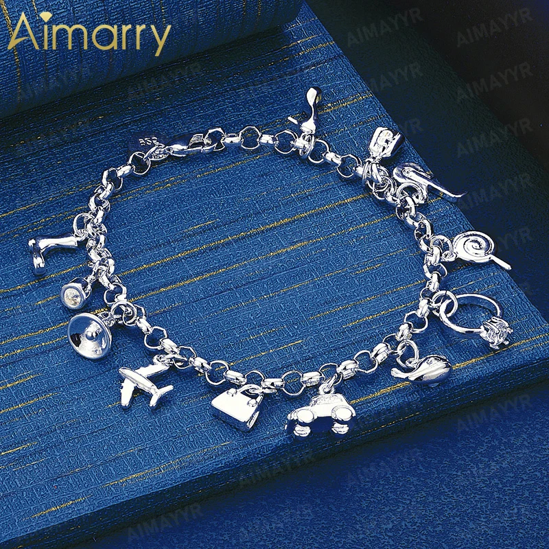 925 Sterling Silver Fashion Multi Pendant Bracelet for Women's Parties Banquets Weddings High-quality Exquisite Gift Jewelry
