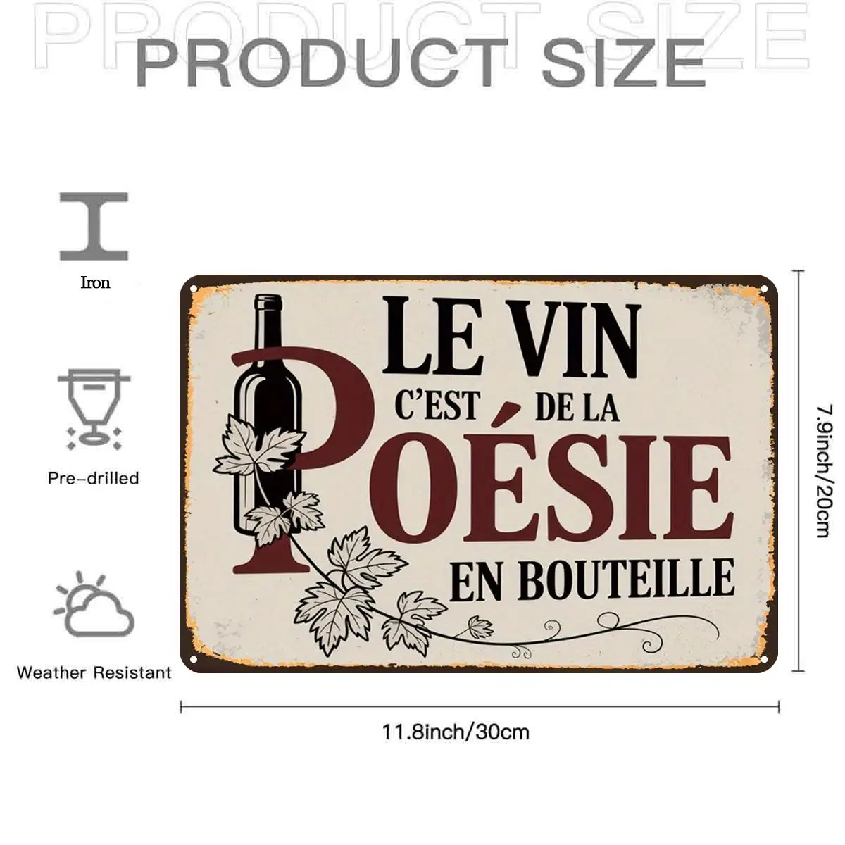 Retro VintageWine Poetry Vintage SignMetal aluminum Sign, Pre-Drilled Holes, Suitable for Indoor, Garden,Outdoor