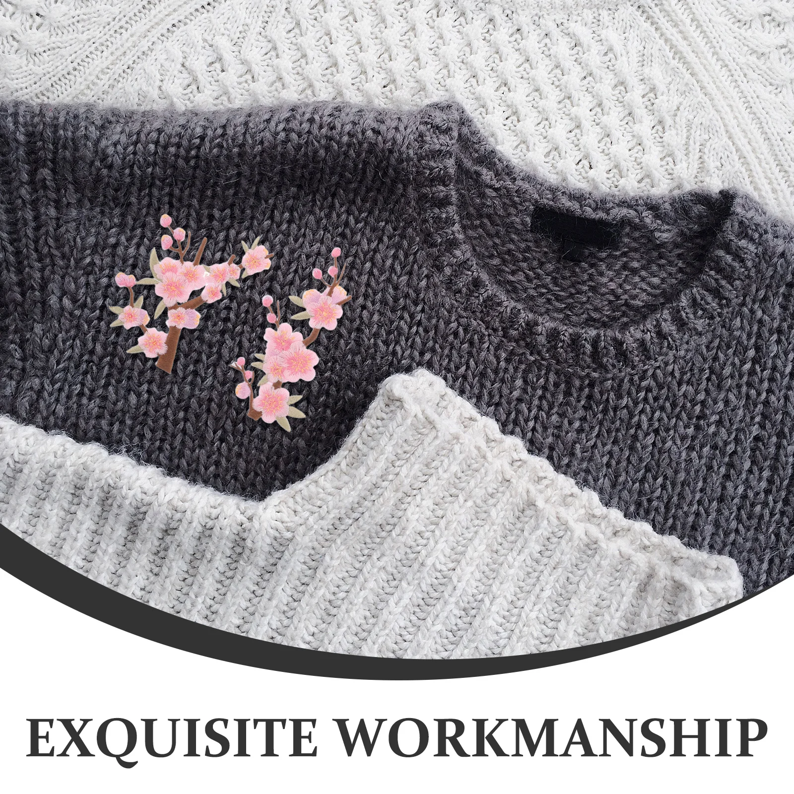 8 個の桃の花の刺繍花のアップリケは、衣類、ジーンズ、バックパック、DIY 装飾、花の装飾用に縫い付けられます。