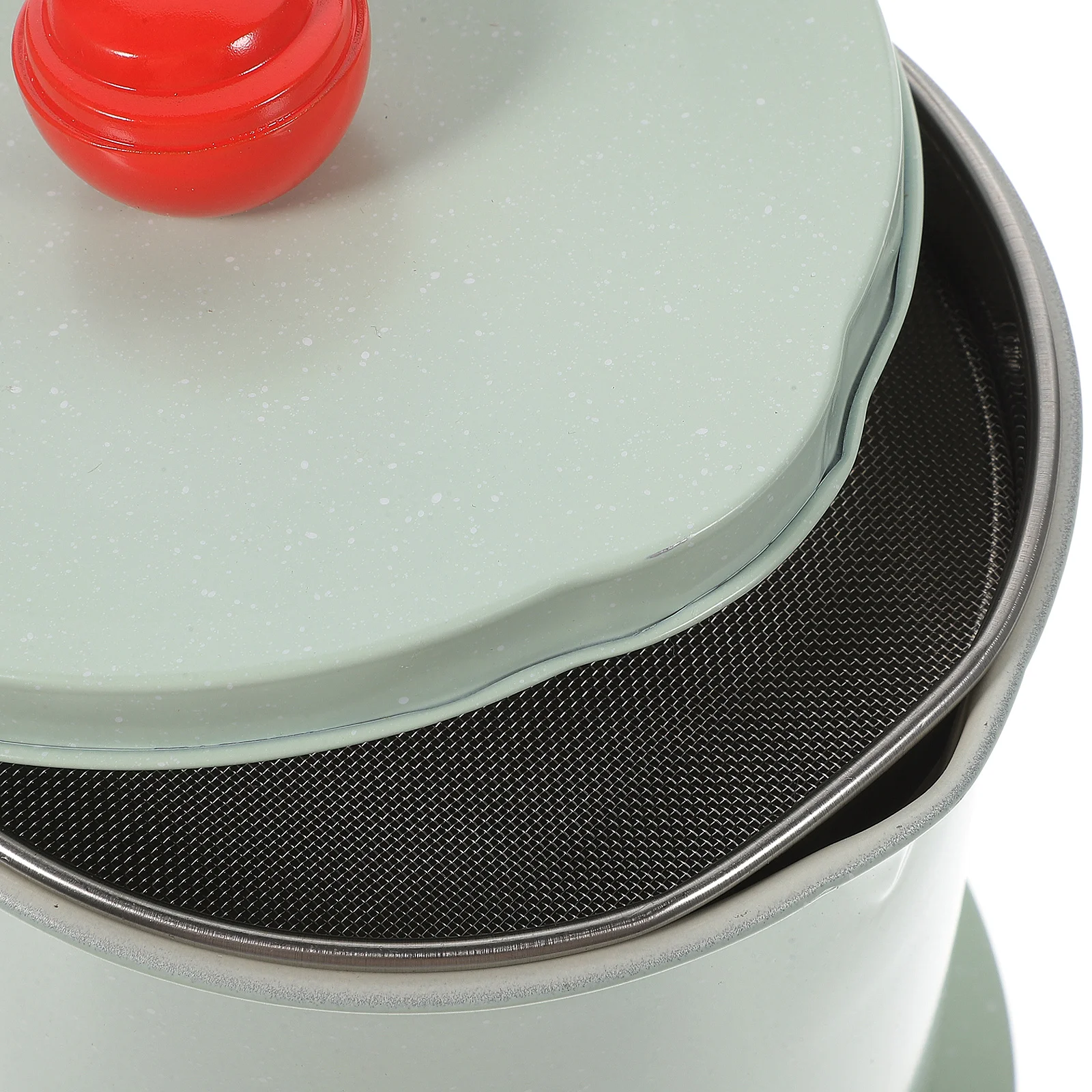 

Fine Mesh Strainer Grease Container Stainless Steel Oil Filter Pot Kitchen Oil Storage Pot Pouring Spout Anti-Scald Handle