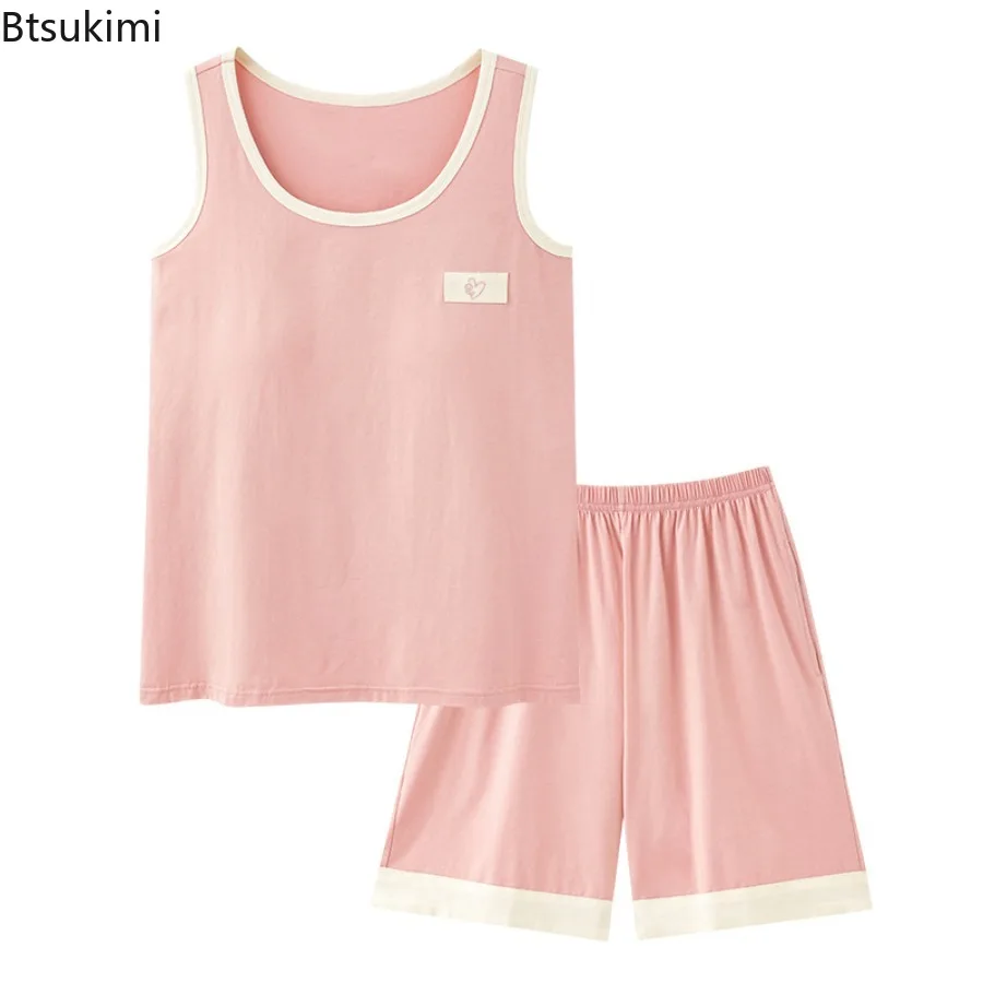 Women's Summer Modal Fabric with Cushion Pajamas Thin Section Sleeveless Undershirt Shorts Cartoon Leisure Home Wear Sleepwear