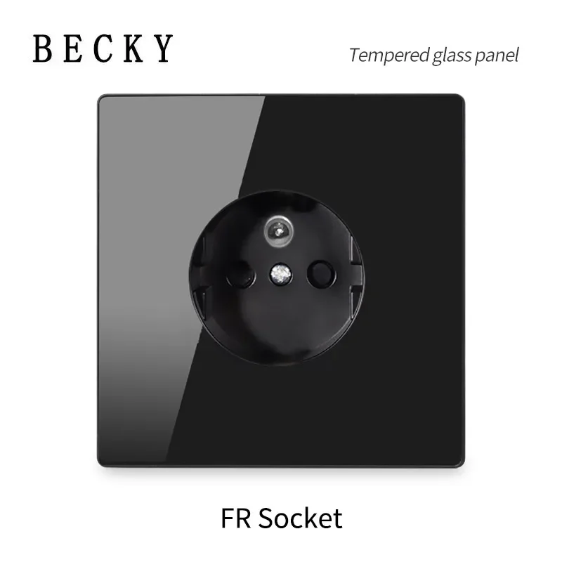 Ultra Thin Glass Wall Switch EU UK Standard 16a Socket Large Panel Wall Light Square Switch Socket 86mm Home Hotel Decoration image 3