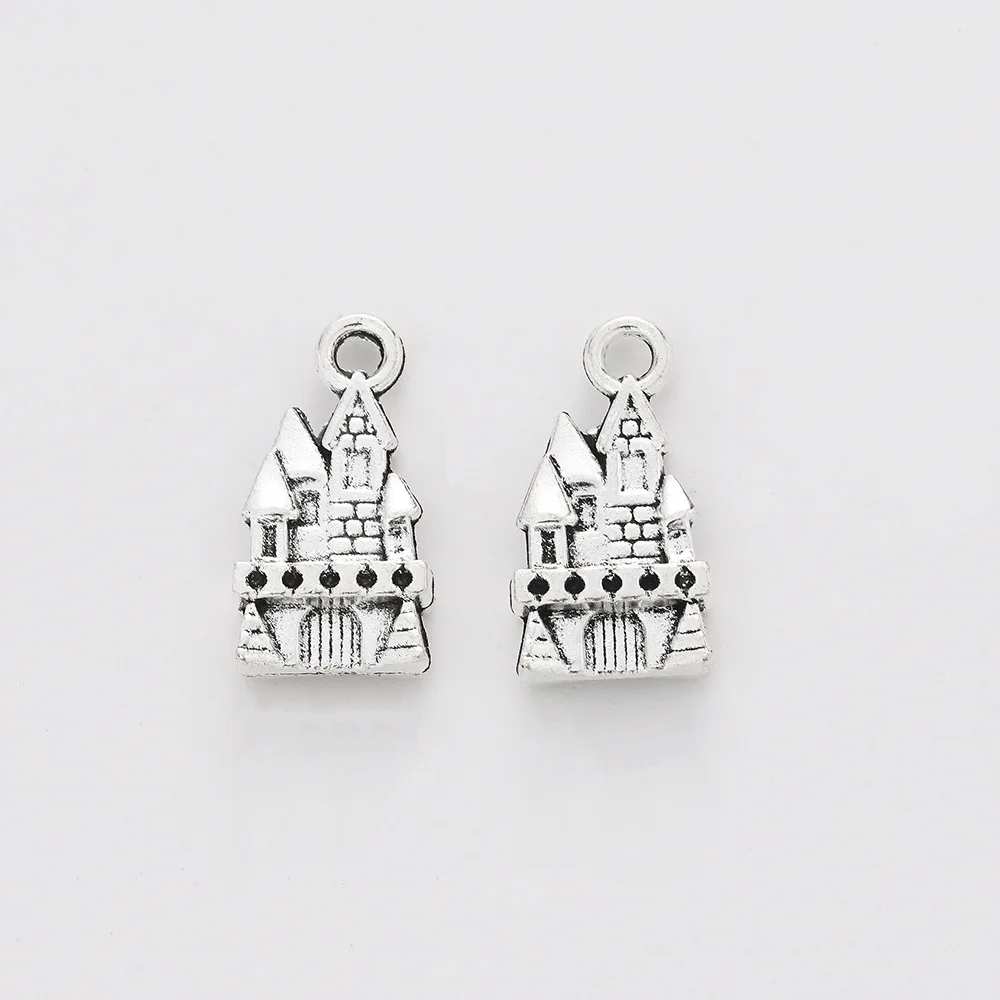 10pcs 21x11mm  Alloy Charms Castle House Pendant  EF3602 H1255