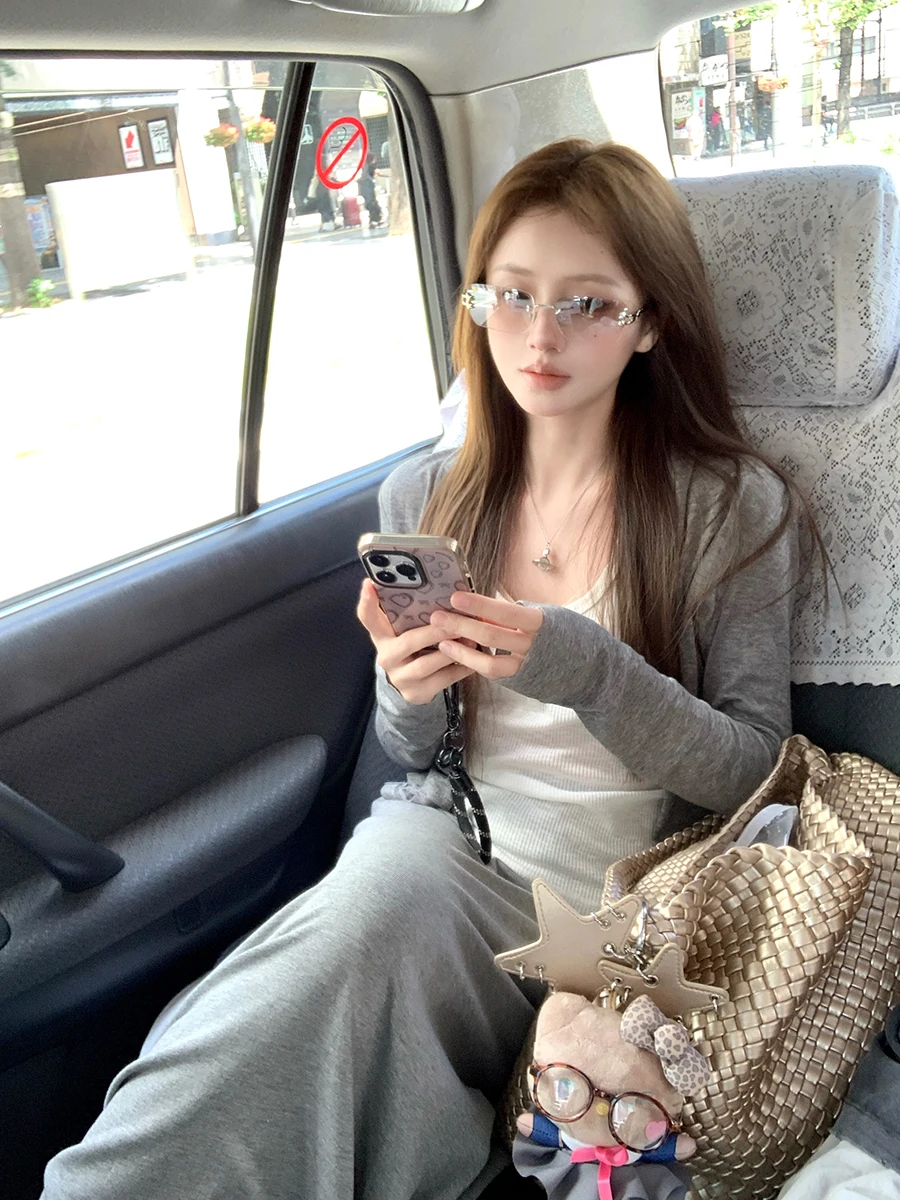 

Ay Snow mat Lazy Thin Sun Protection Knitted Open Cardigan Practical Basic Series Casual Sle Long Sve V-Ne Wo...