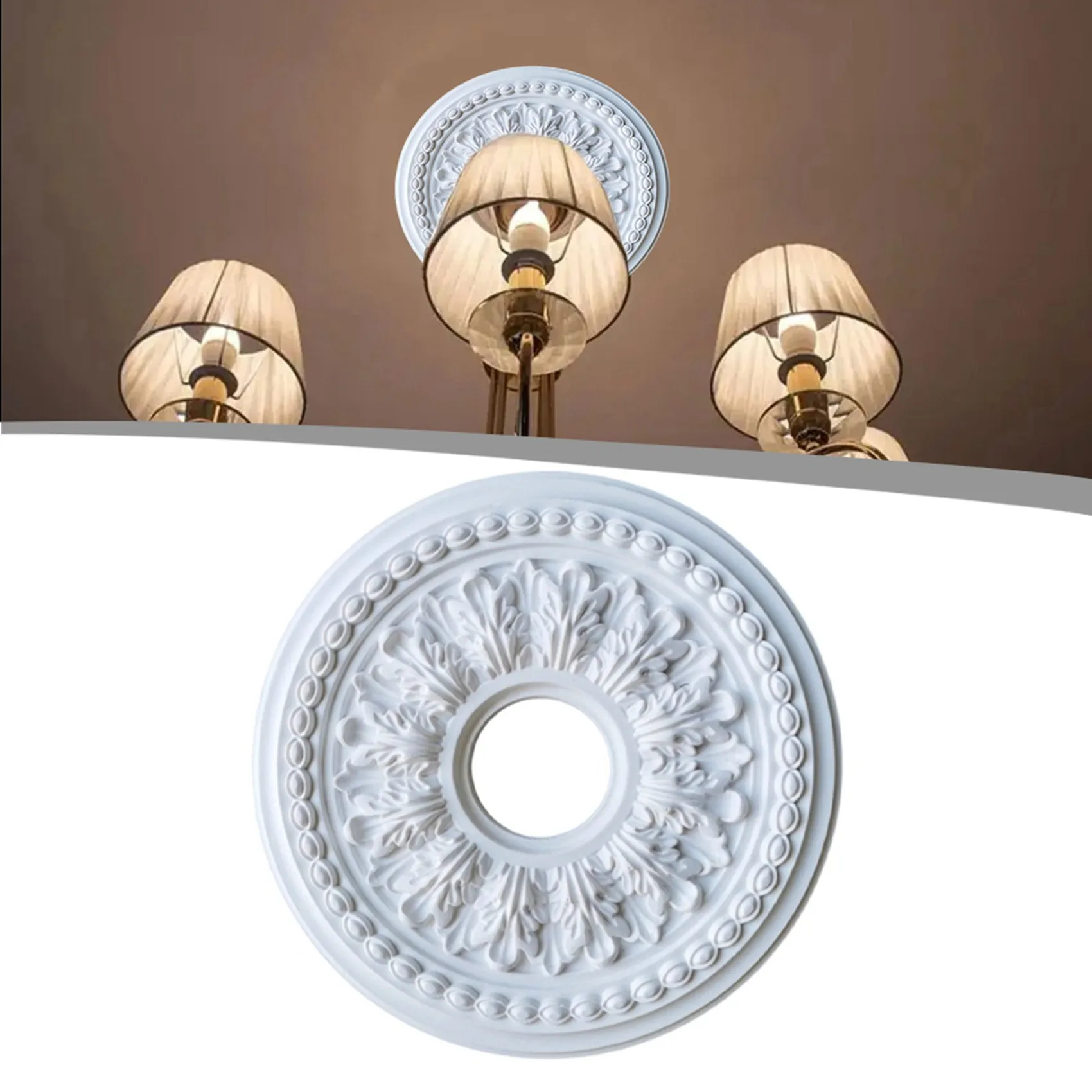 A36T-2X Home Round PU Decorative Ceiling Fan Lamp Cover Ceiling Shape Decoration Easy Installation Lamp Ceiling Light Panel