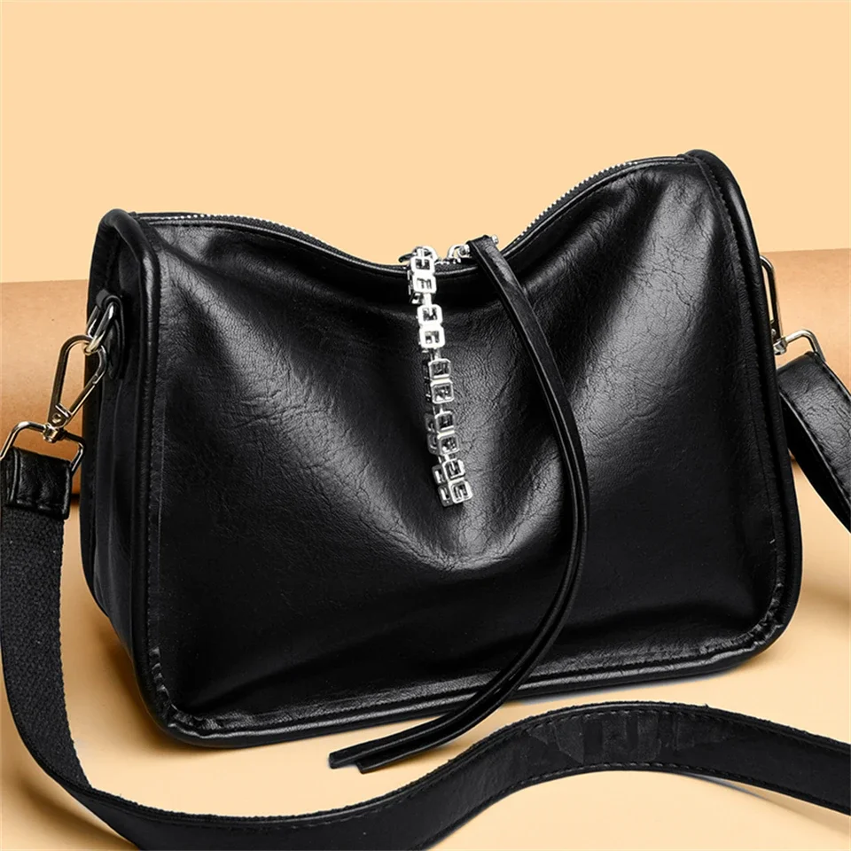 

Women's High Quality Soft Leather Shoulder Bags Vintage Color Messenger Shoulder Crossbody Bag Fashion Ladies Handbag Sac A Main