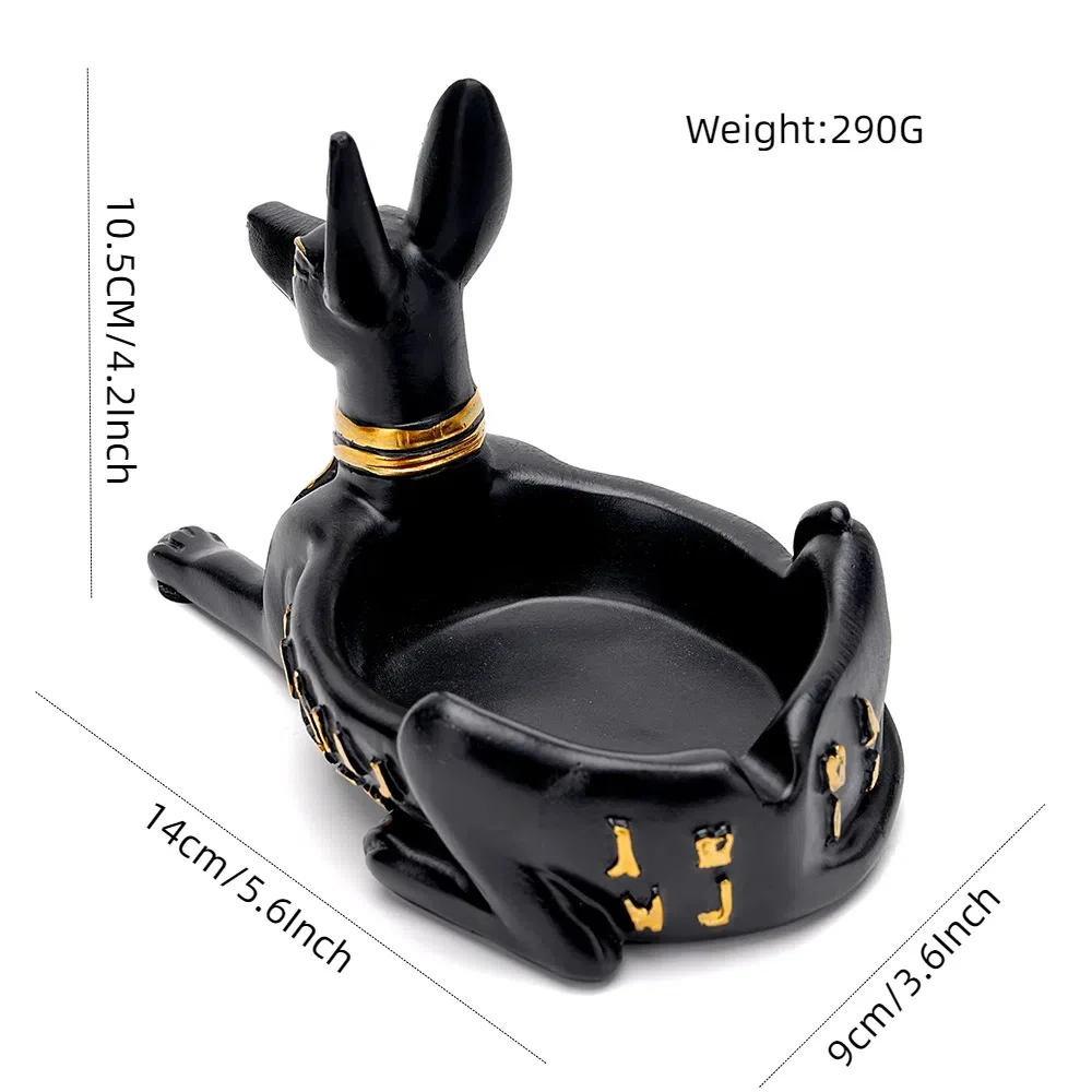 Resin Anubis Bastet Figurine Ashtray Egyptian Statue Luxury Fortune Jewelry Box for Home Entrance