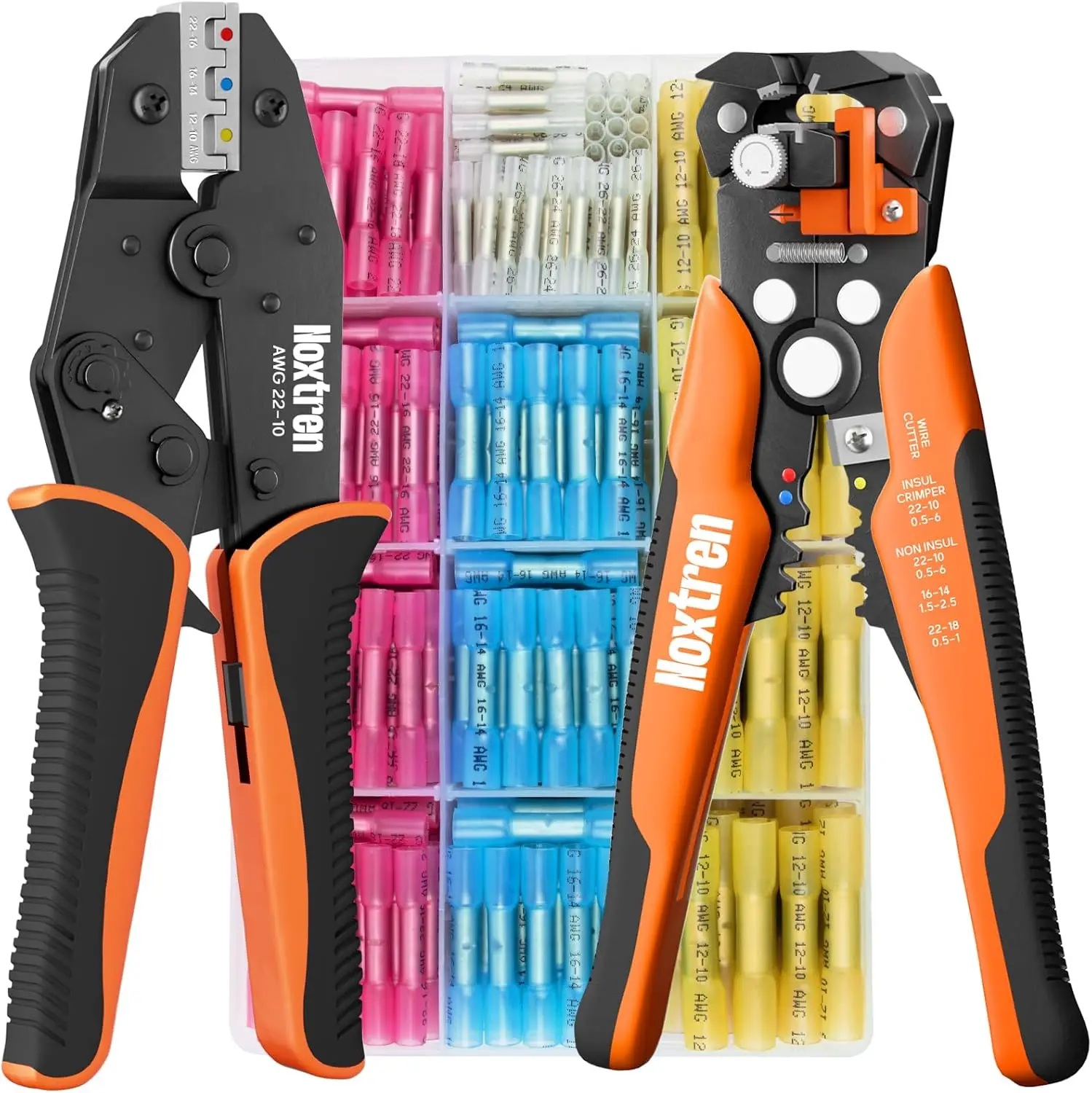 

Набор термоусадочных соединителей (220 шт.) с инструментом для обжима и стриппером для зачистки проводов, AWG 26-10, водонепроницаемые, для автомобилей и морского применения