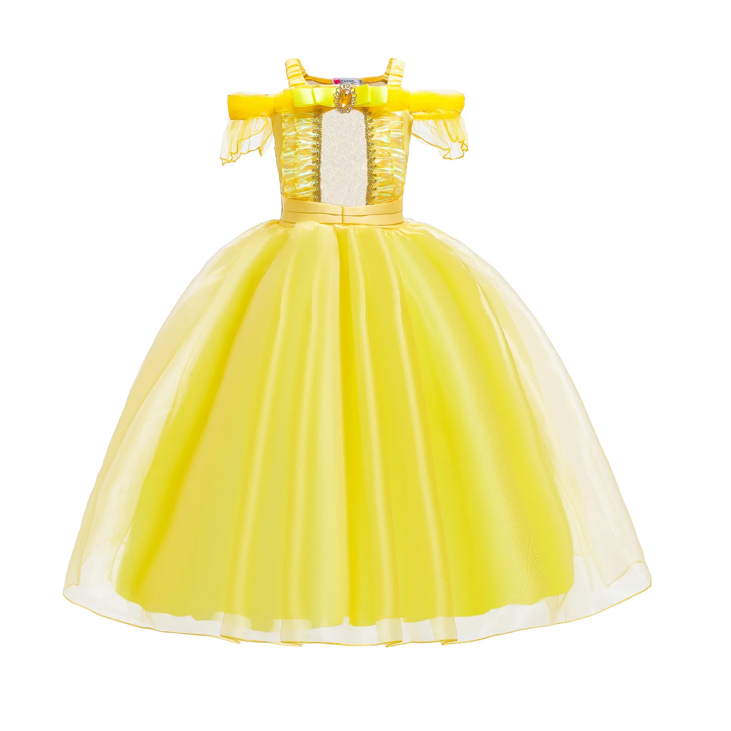 2024 Cosplay Belle Prinzessin Kleid Mädchen Kleider für Schönheit und Tier Kinder Party Kleidung Magic Stick Krone Kinder Kostüm