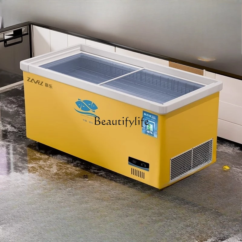 1Refrigerated display cabinet Frozen display transparent glass fresh-keeping cabinet Commercial supermarket