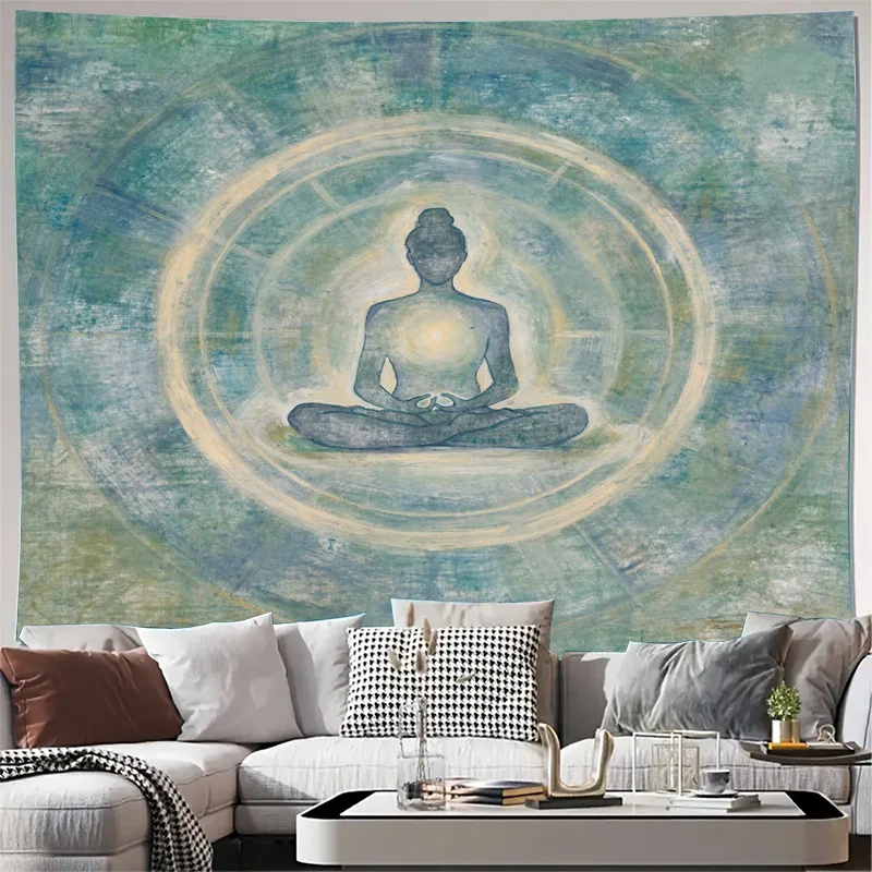 Boho Buddha Meditation Tapestry Wall Hanging Spiritual Zen Mandala Decor Yoga Chakra Enlightenment Artwork for Living Room Bedro