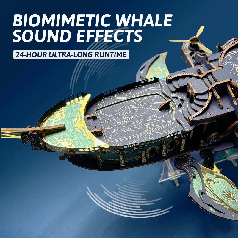 DIY 3D Wooden Puzzle Whale Ark of The Universe Spaceship Jigsaw Puzzle Assembly Miniature Model Kits  for Friends Gifts