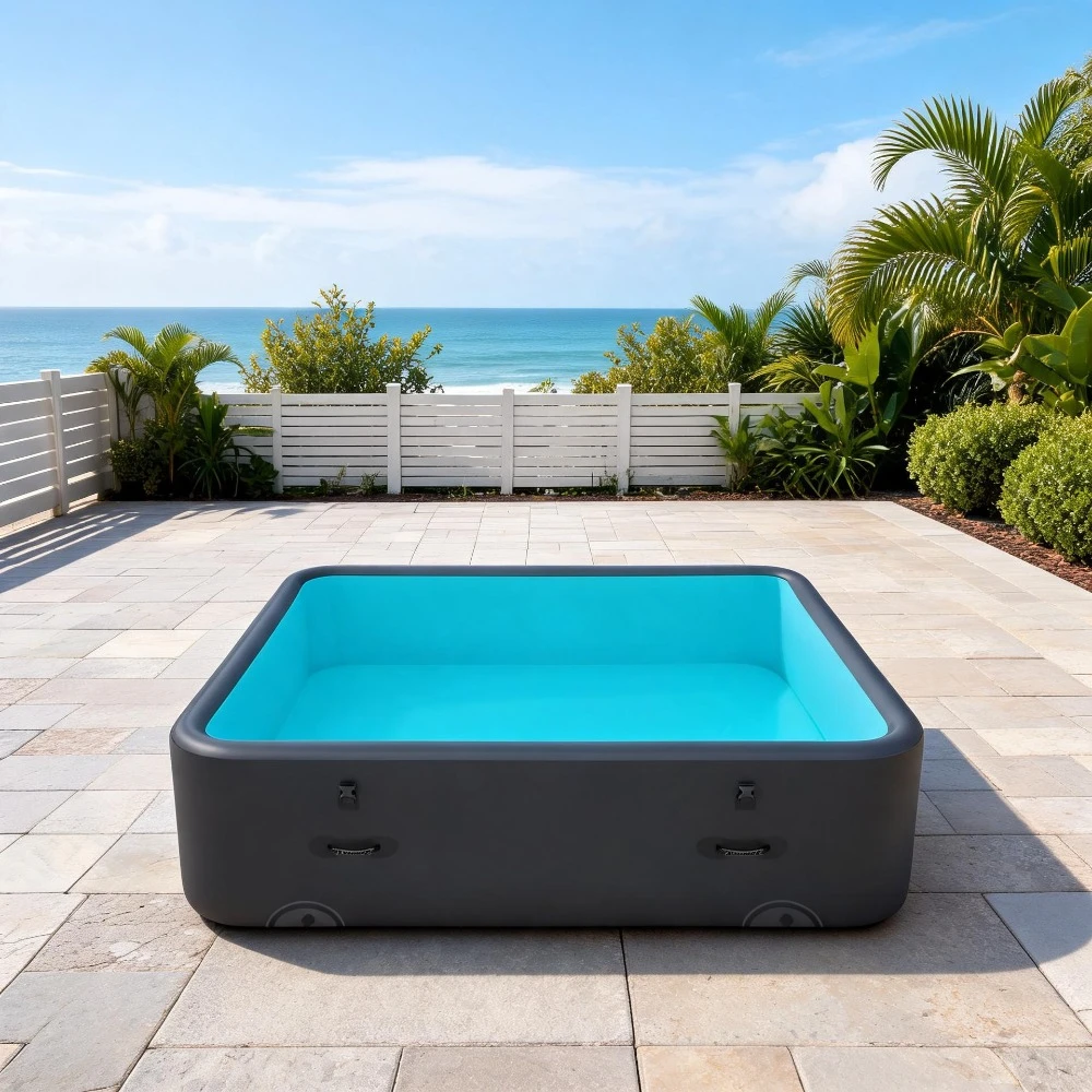 Custom 4 Person Outdoor Inflatable Swimming Pool with Massage Bubbles - Durable Portable Spa