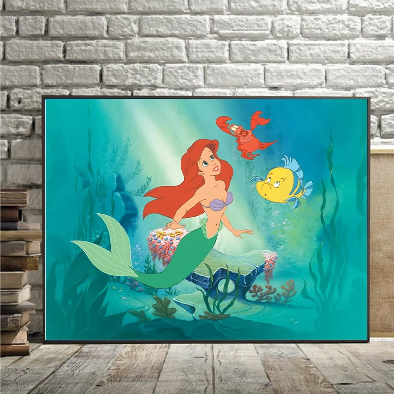 Disney Princess Mosaic Diamond Painting Beautiful Ariel Diamond Mosaic Rhinestone DIY Cross Stitch Home Decoration