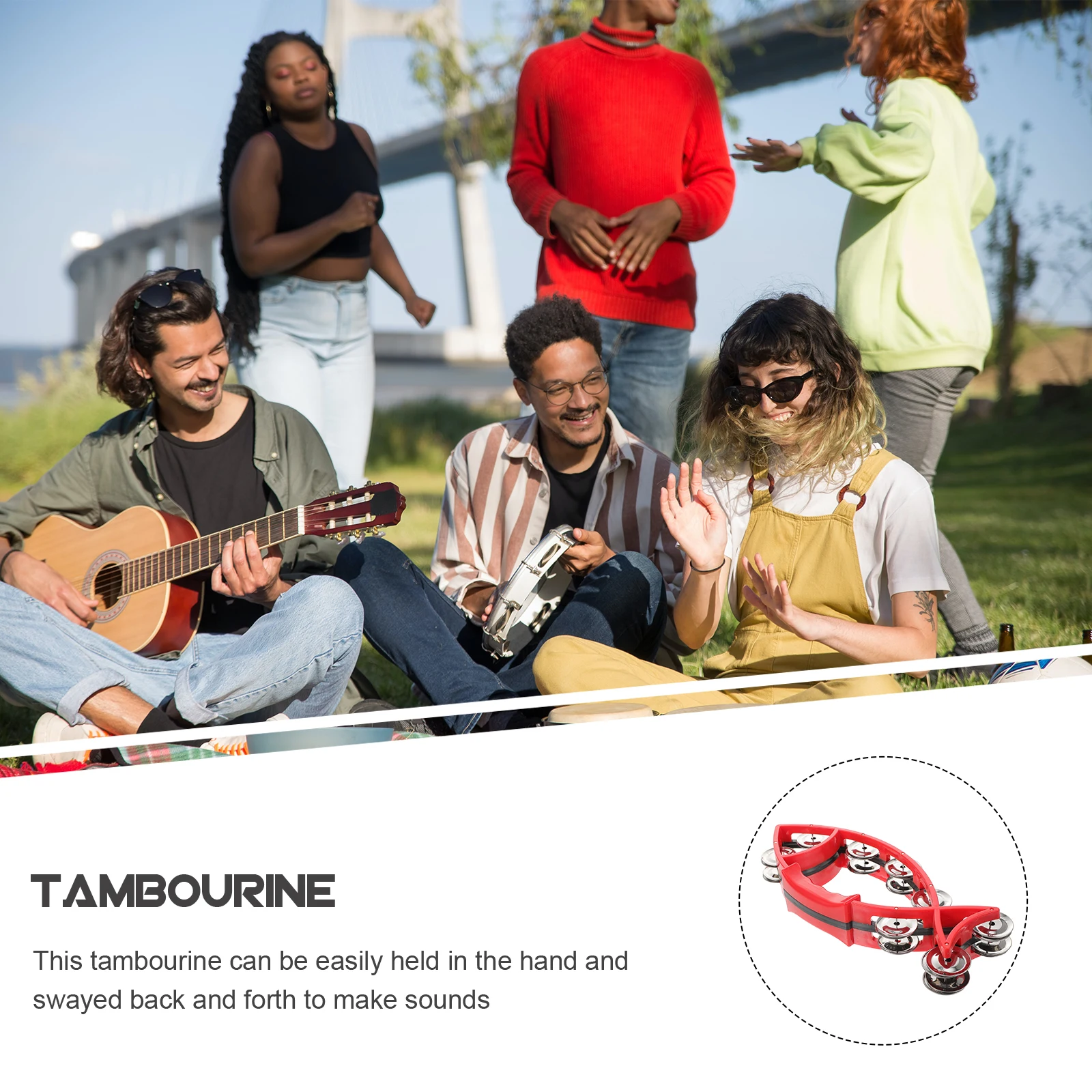 

Hand Bell Percussion Tambourine Plastic for Kids Musical Instruments Wrist Toy Handheld Tambourines Child