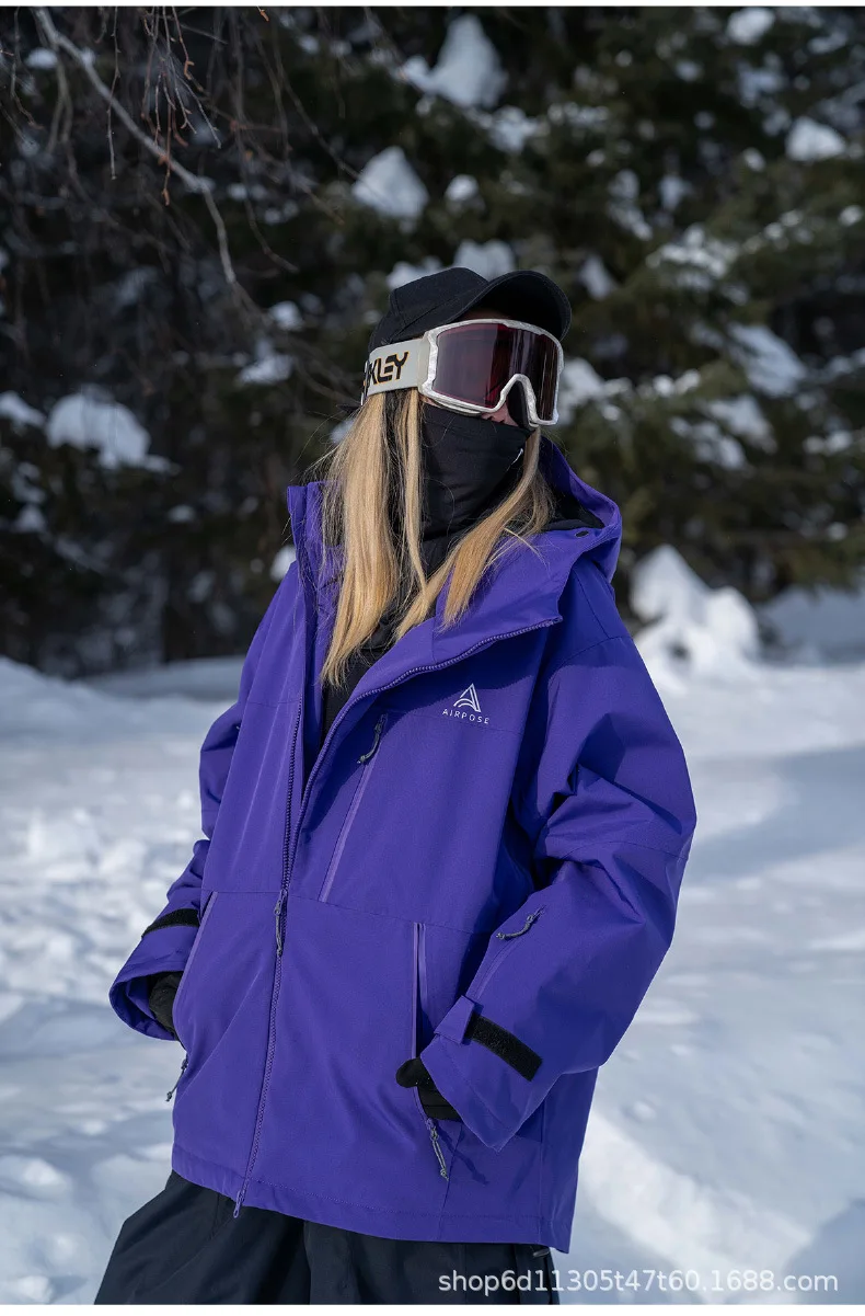

AIRPOSE-Windproof and Waterproof Ski Jacket for Men and Women, Monochromatic, Warm, Windbreaker, Mountain, Snowboarding, Snow Co